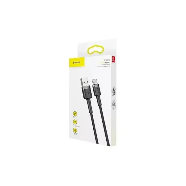 Baseus Cafule USB Data Cable For Type-C 2A 2M (CATKLF-CG1) – Gray & Black