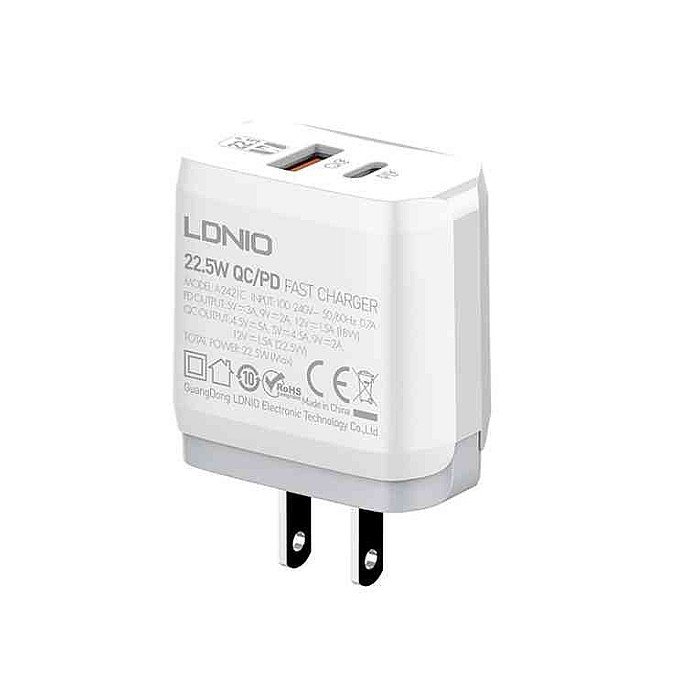 LDNIO A2421C Dual USB Charger QC 3.0 PD 22.5W LDNIO A2421C Dual USB Charger QC 3.0 PD 22.5W