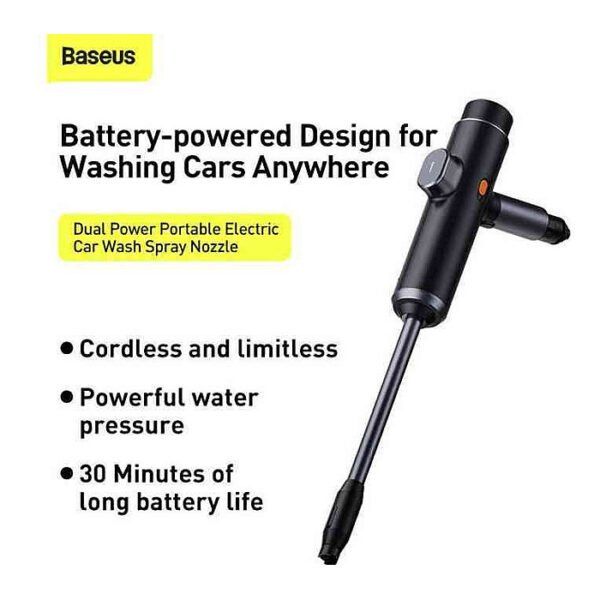 BASEUS Dual Power Portable Electric Car Wash Spray Nozzle for Cleaning Car Wash