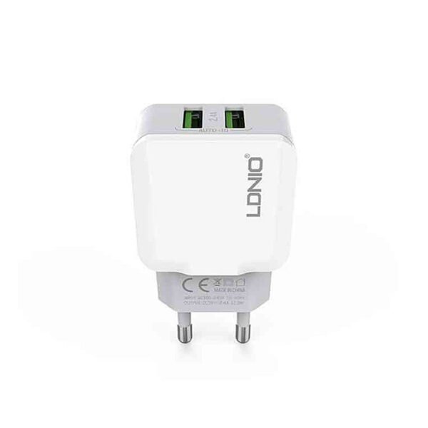 LDNIO A2202 Dual USB Ports Travel Charger with Lightning Cable