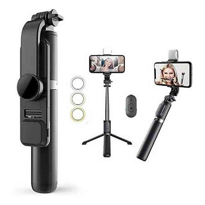 Q07 Bluetooth Selfie Stick with Light and Bluetooth Remote Control