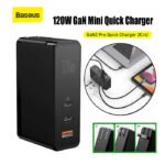 Baseus 120W GaN Mini Quick Charger Dual Type-C + USB-A Ports