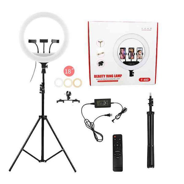 F-450 18 inch Ring Light With 7ft Light Stand Touch Control And Remote Control