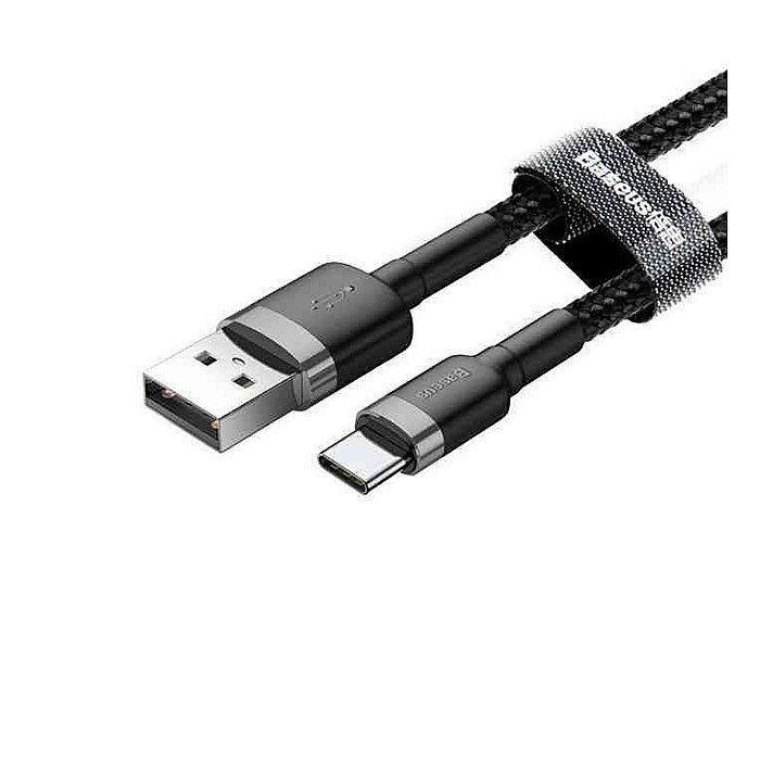 Baseus Cafule Cable Durable Nylon Braided Wire USB Type-C QC3.0 3A 1M black-grey CATKLF-BG1 Baseus Cafule Cable Durable Nylon Braided Wire USB Type-C QC3.0 3A 1M black-grey CATKLF-BG1