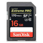 SanDisk Extreme PRO 16GB SDXC Memory Card, Up to 170 MB/s, Class 10, U3, V30
