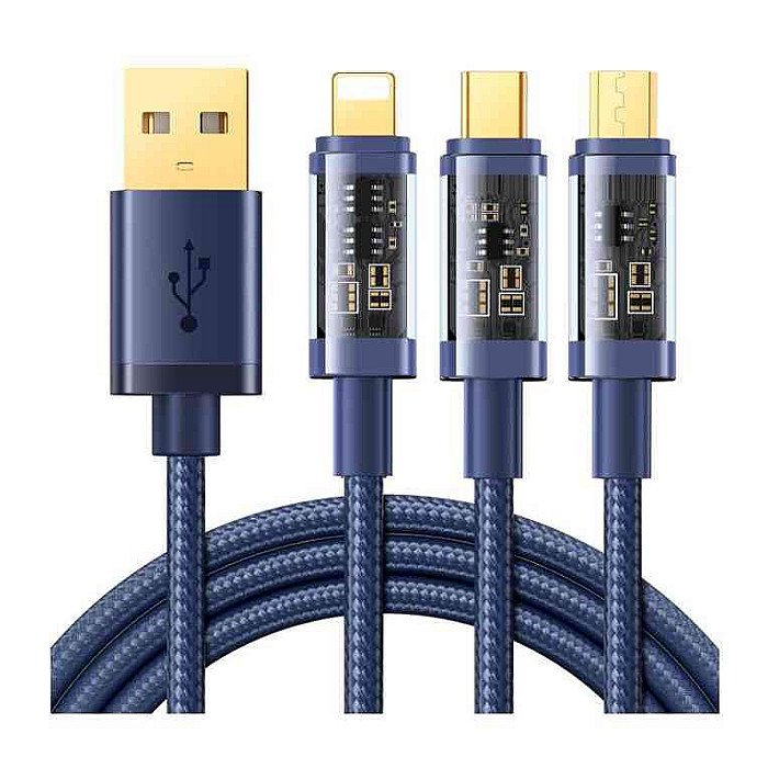 JOYROOM S-1T3015A5 3.5A 3-in-1 usb to Lightning+Type-C+Micro Charging cable 1.2m