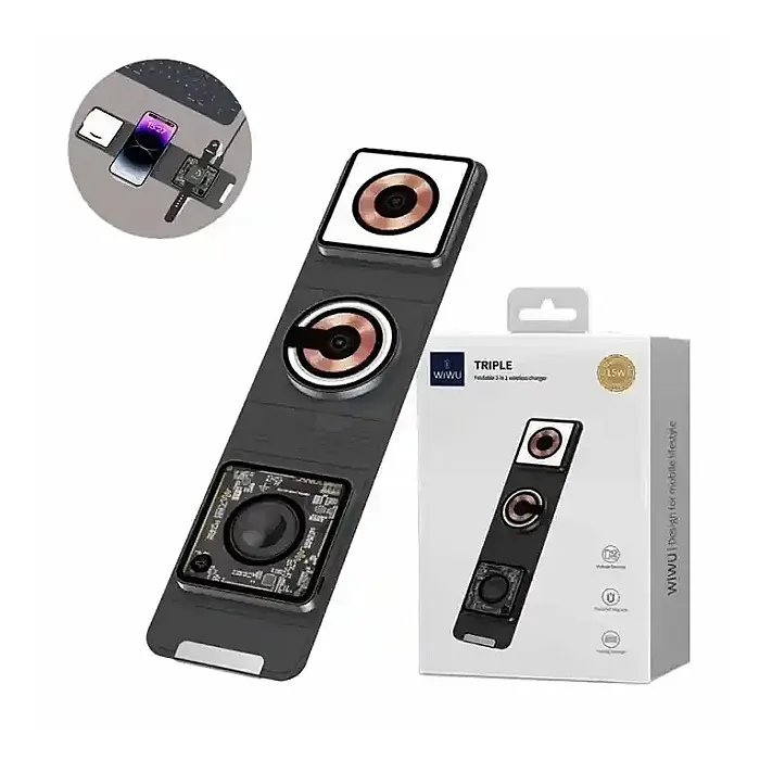 WIWU TRIPLE FOLDABLE 3 IN 1 WIRELESS CHARGER 15W WIWU TRIPLE FOLDABLE 3 IN 1 WIRELESS CHARGER 15W