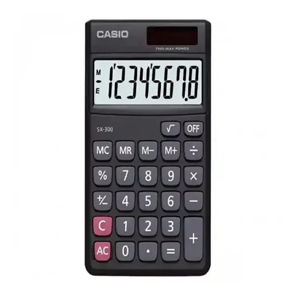 Casio SX-300-W Solar and Battery Powered Basic Calculator