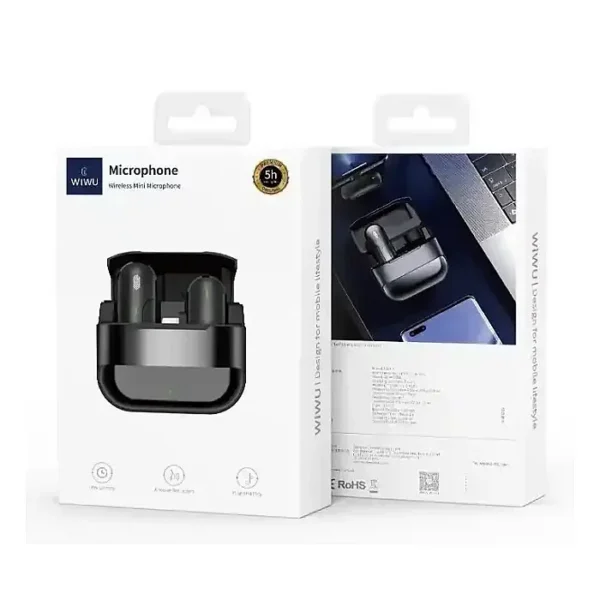 WiWU WM001 Wireless single Microphone for phone Portable with ANC and Mute function Type-C & iPhone.