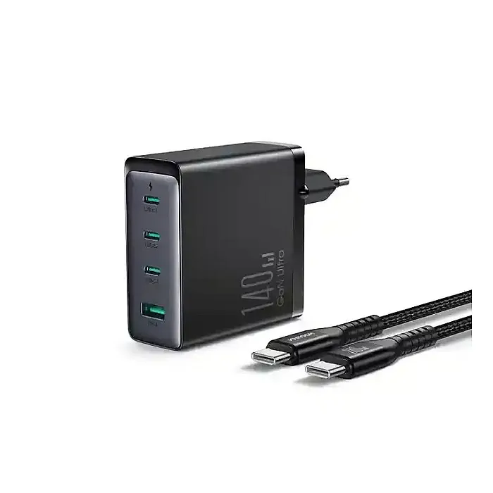 JOYROOM GaN Ultra JR-TCG05 140W 3C1A Fast Charger With C To C Cable JOYROOM GaN Ultra JR-TCG05 140W 3C1A Fast Charger With C To C Cable