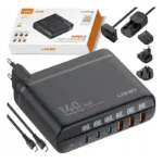 LDNIO A6140C 140W Super Fast Charging 6 USB Ports LED Display GaN Desktop Charger Adapter -1.5M