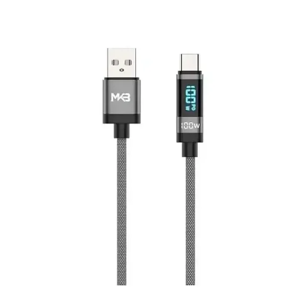 MKB UC100 USB – Type C/100W hight power/Automatic power identification with IC/ LED display / hight density braided Data cable