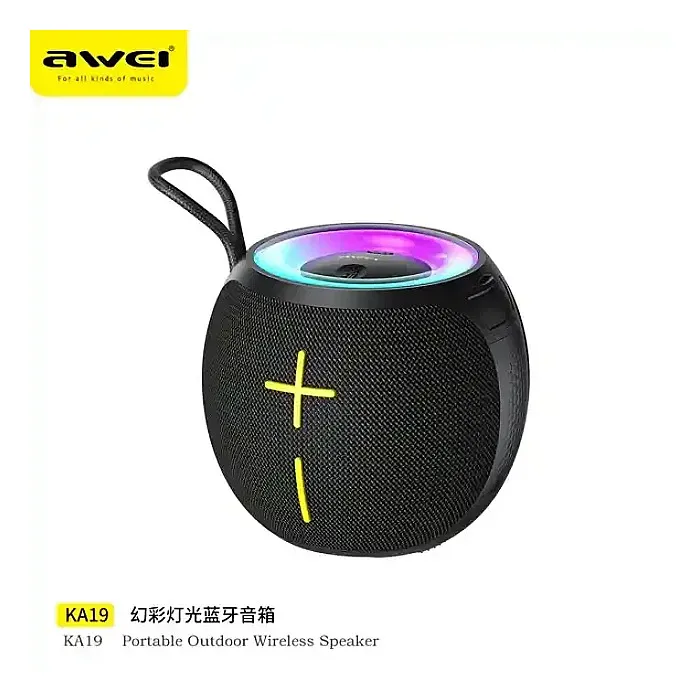 Awei KA19 Portable Bluetooth Speaker 12w Extra high power Phantom lighting TWS interconnected surround sound effect speakers for home outdoors