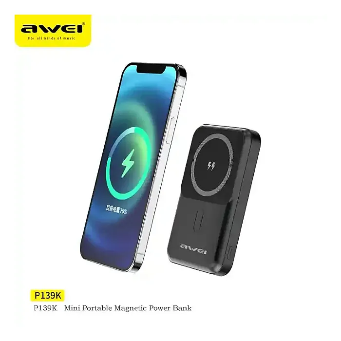 Awei P139K 10000mAh Portable Powerbank Magnetic Wireless Awei P139K 10000mAh Portable Powerbank Magnetic Wireless