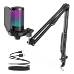 FIFINE AMPLIGAME A6T Gaming PC USB Microphone & Podcast Condenser Mic with Boom Arm Microphone