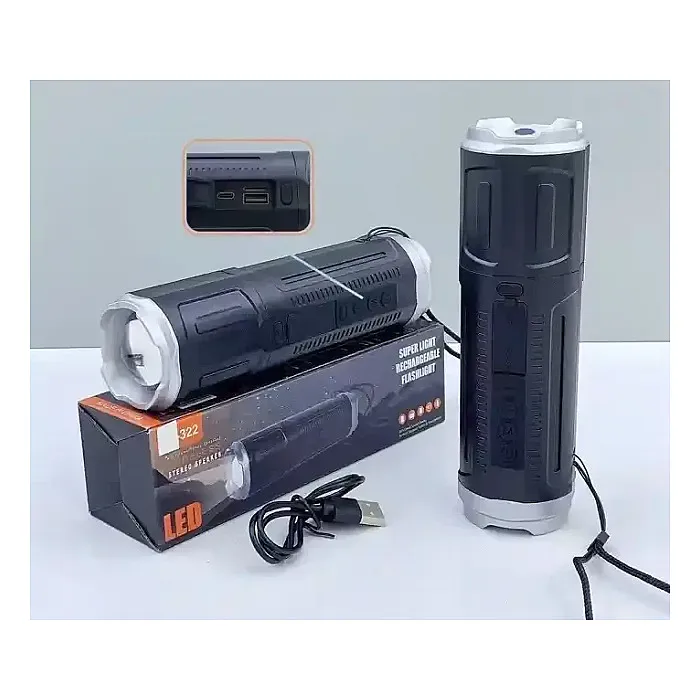 SY-322 Telescopic Zoomable Lamp Wireless BlueTooth Speaker, Outdoor Flashlight, Subwoofer, Portable TWS Card Speaker