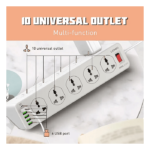 LDNIO SC10610 30W 6 Port Power Strip With 10 Outlets Surge Protection