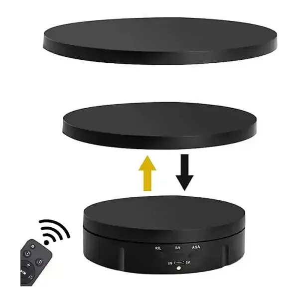Hive RT-360 3 in 1 electric turntable 360 degree electric rotating display stand with remote control for photography product display jewelery watch 3d models collectibles (black)
