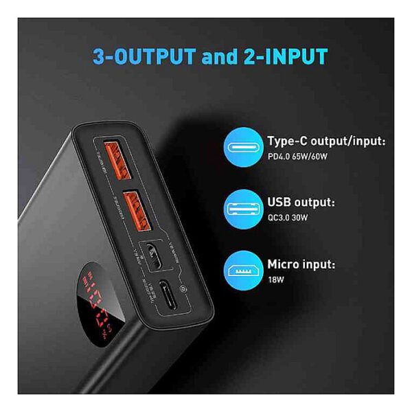 Baseus Adaman 20,000mAh 65W Power Bank Digital Display Quick Charger
