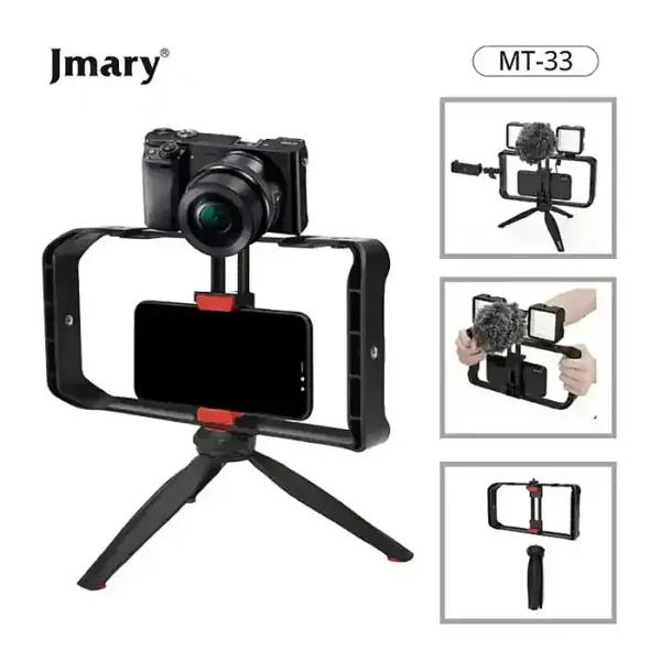 Jmary MT-33 Vlogging Filmmaking Cage Stabilizer Grip Tripod Mount Video Rig Kit Mobile Phone Holders