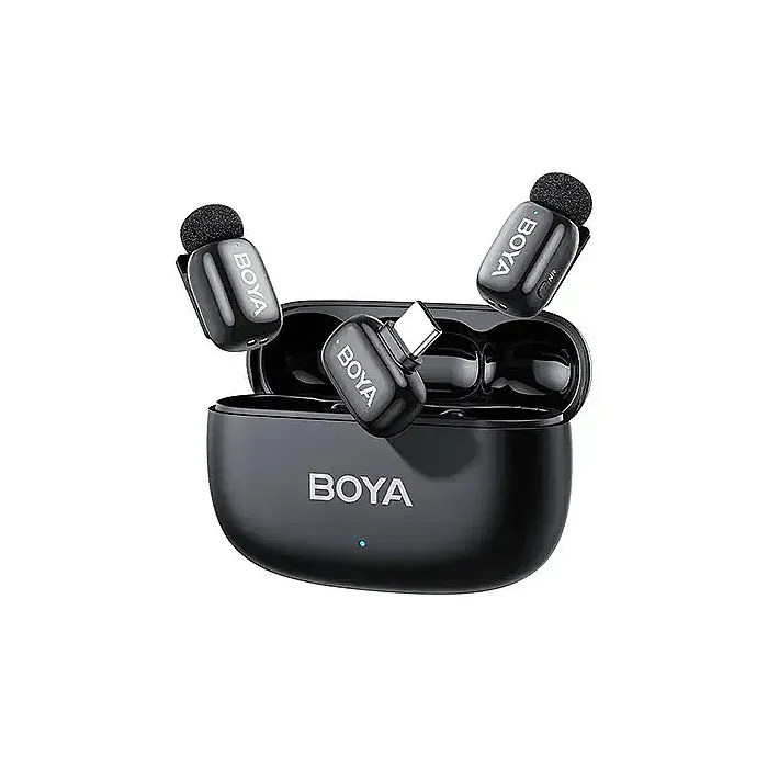 BOYA mini 2-02 Upgraded Super Mini Wireless Microphone with AI Noise Cancellation (TX-2. RX-1 With Case) Type c