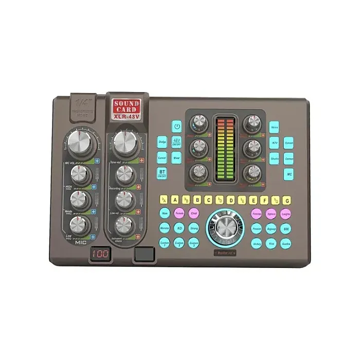 K380 48V Sound Card External Audio Mixer Live Broadcast Sound Card Audio Interface