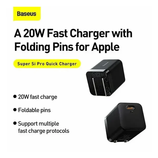 Baseus Super Si Pro Quick Charger Adapter 1C 20W CN Black CCSUPP-A01