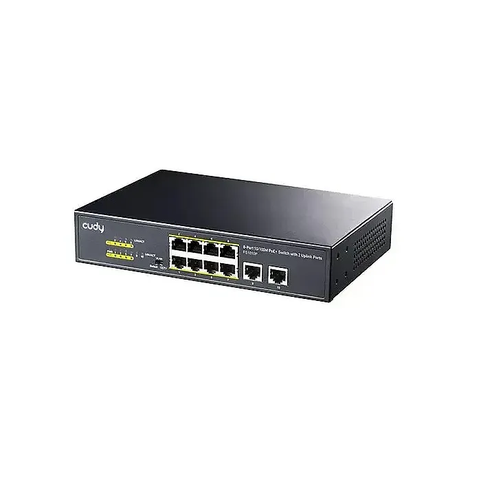 CUDY FS1010P 8-Port 10/100M PoE+ Switch 120W 2×Uplink CCTV VLAN 250m
