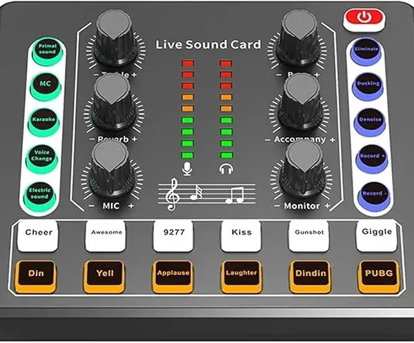 Audio Interface with DJ Mixer Live Sound Card Effects and Voice Changer,Prefect for live Streaming/Podcasting/Gaming