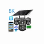 Geek space 5G 8K ultra HD solar security camera 3 lens 360 outdoor wireless cctv camera