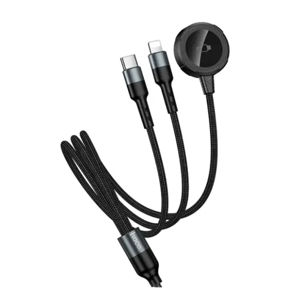 HOCO CW64 3-in-1 Magnetic Wireless Charging Cable with USB-C, Lightning (1.2m)