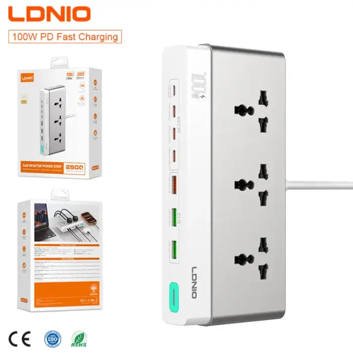 LDNIO SC3 GaN 100W PD Desktop Power Strip (10-in-1) – Fast Charging with Flame Retardant Design