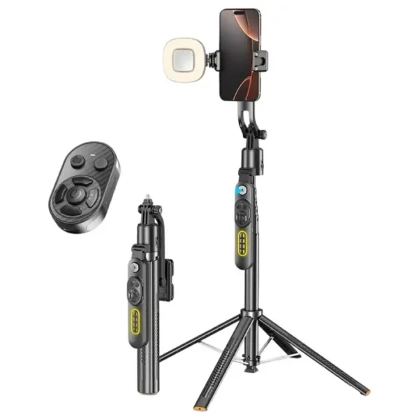 Q625 AI Tracking Bluetooth-Compatible Quadripod Selfie Stick tripod 1.83m with H-Shape Fill Light Anti-Shake