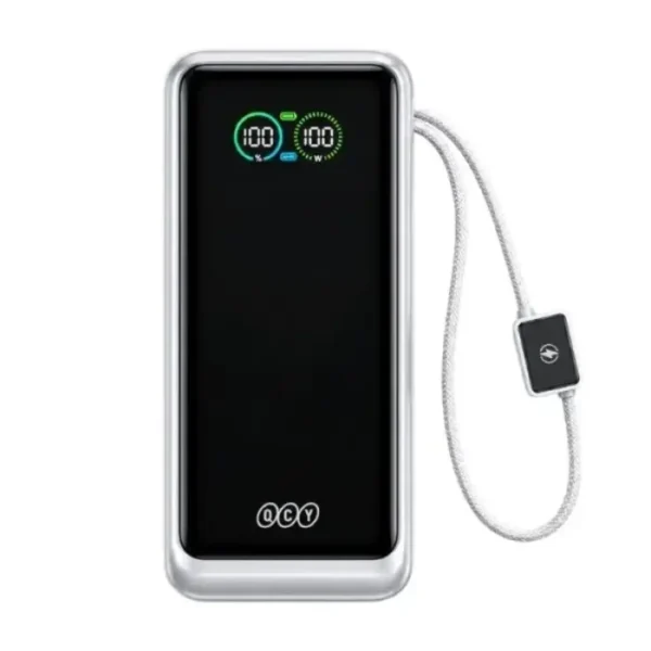 QCY HyperCharge PB20E 20000mAh 65W Power Bank with TFT Display & Built-in Cables