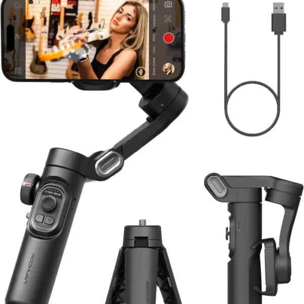 AOCHUAN 3-Axis Handheld Gimbal Stabilizer SmartXE for Smartphone for iPhone Android AI Face Tracking Tk Vlog