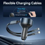 VENTION FFOB0 Three-Port USB-C + USB-C/Lightning (30W + 30W/27W) Car Charger with Built-In Cable