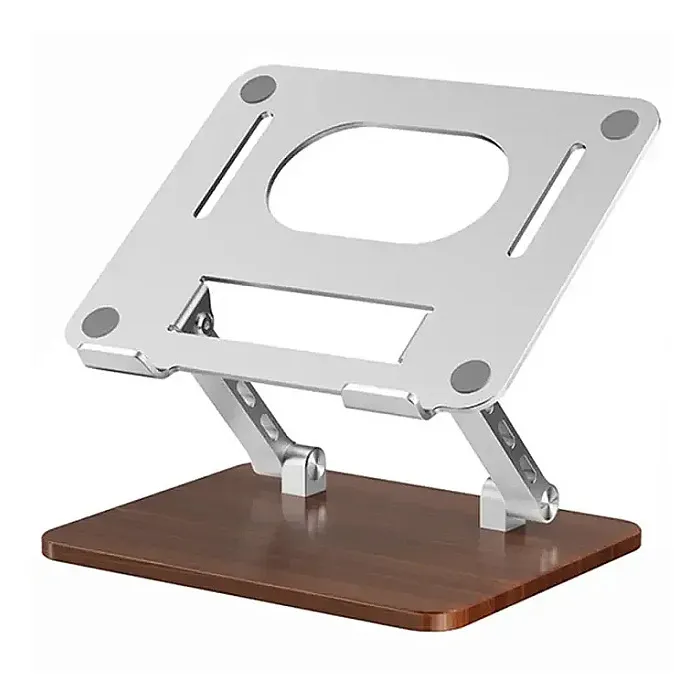 Wood Base Aluminum Alloy Desktop Laptop Tablet Bracket Heat Dissipation Notebook Stand v3.3